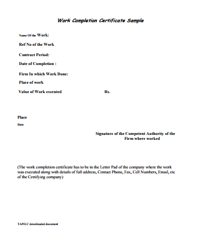 6 Work Completion Certificate Formats In Word
