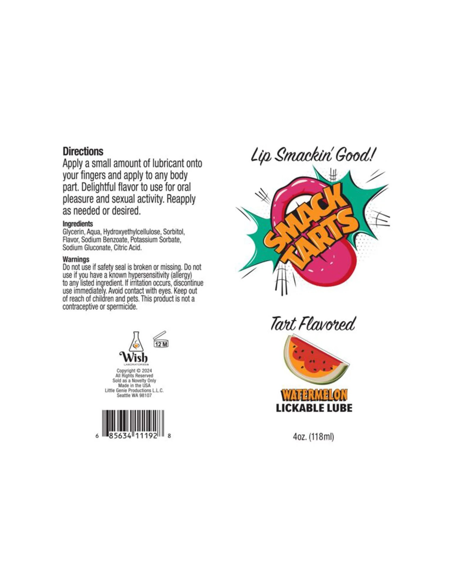 Smack Tarts 4oz Lickable Flavored Lubricant - Watermelon Lubes & Essentials Little Genie