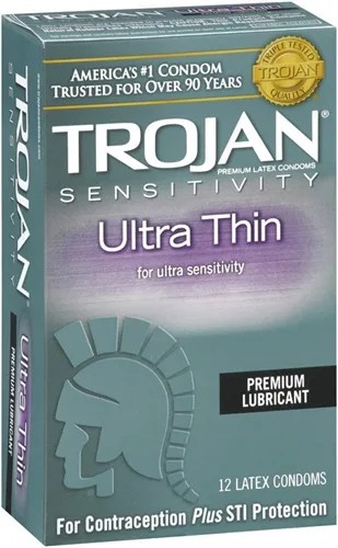 Trojan Sensitivity Ultra Thin Lubricated Condoms - 12 Pack Lubes & Essentials Paradise Marketing