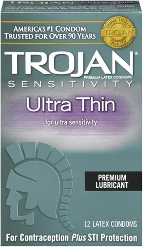 Trojan Sensitivity Ultra Thin Lubricated Condoms - 12 Pack Lubes & Essentials Paradise Marketing