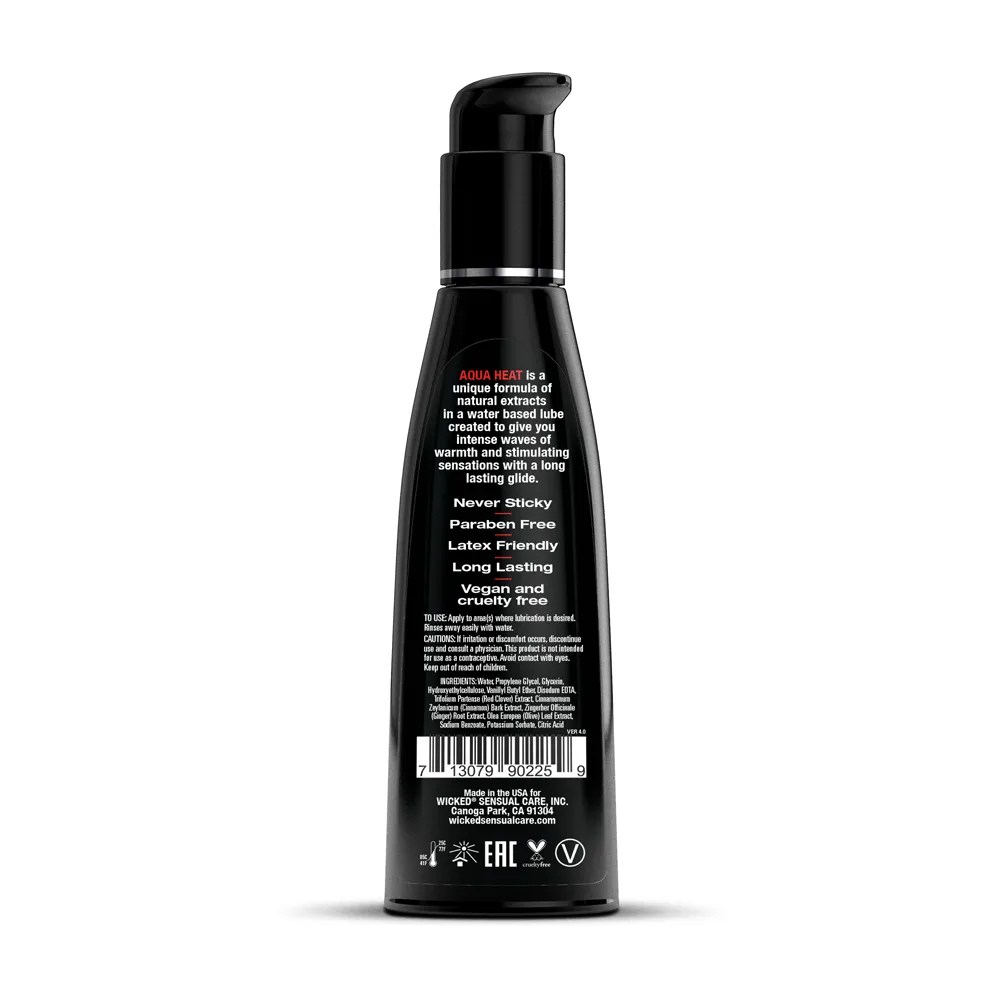 Aqua Heat Water Based Warming Lubricant - 4 Fl. Oz. Lubes & Essentials Wicked Sensual Care