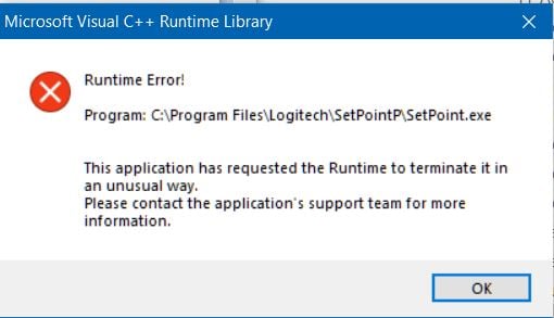 Logitech Setpoint Runtime Error Fix Windows 10 Forums