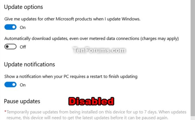 Enable Or Disable Pause Updates Feature In Windows 10 | Tutorials