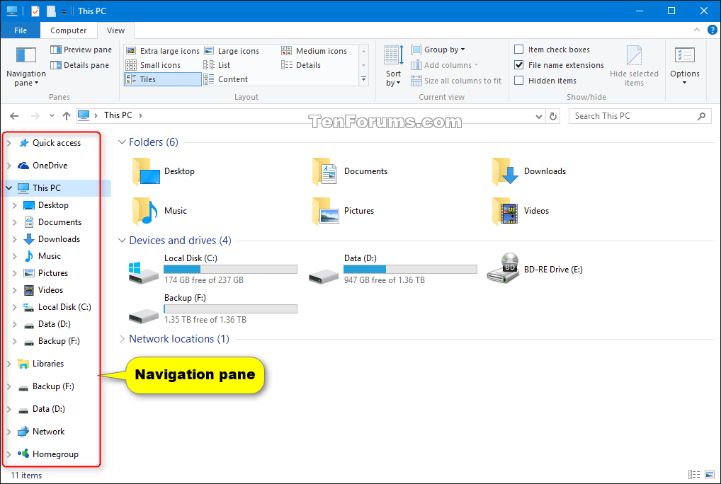 Windows central on windows 10, fi. Show or Hide Navigation Pane in File Explorer in Windows