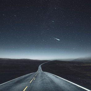 Shooting star over highway