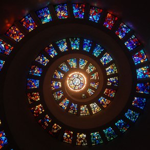 Spiral of stained glass windows