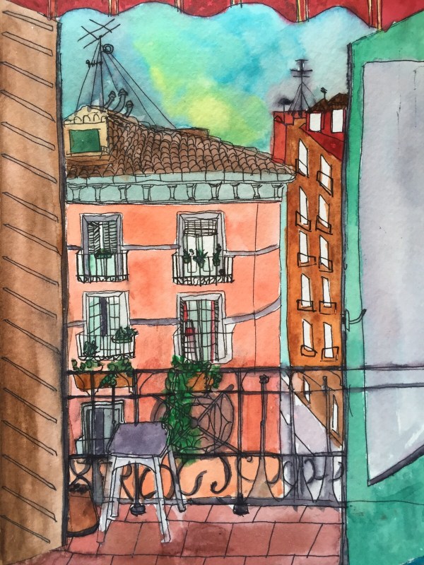 watercolor of my balcony