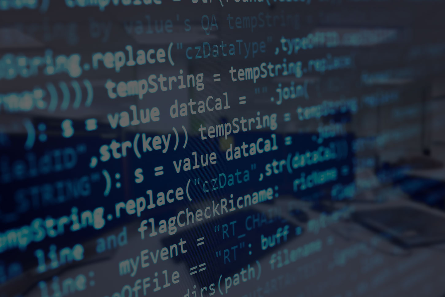 Computer language on reflective screen