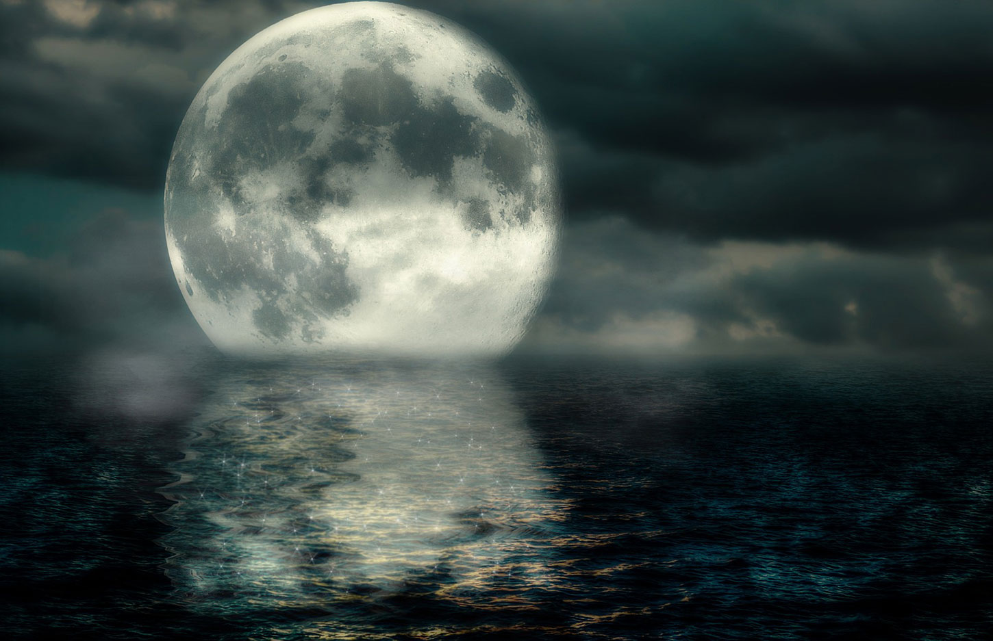 Moon over ocean
