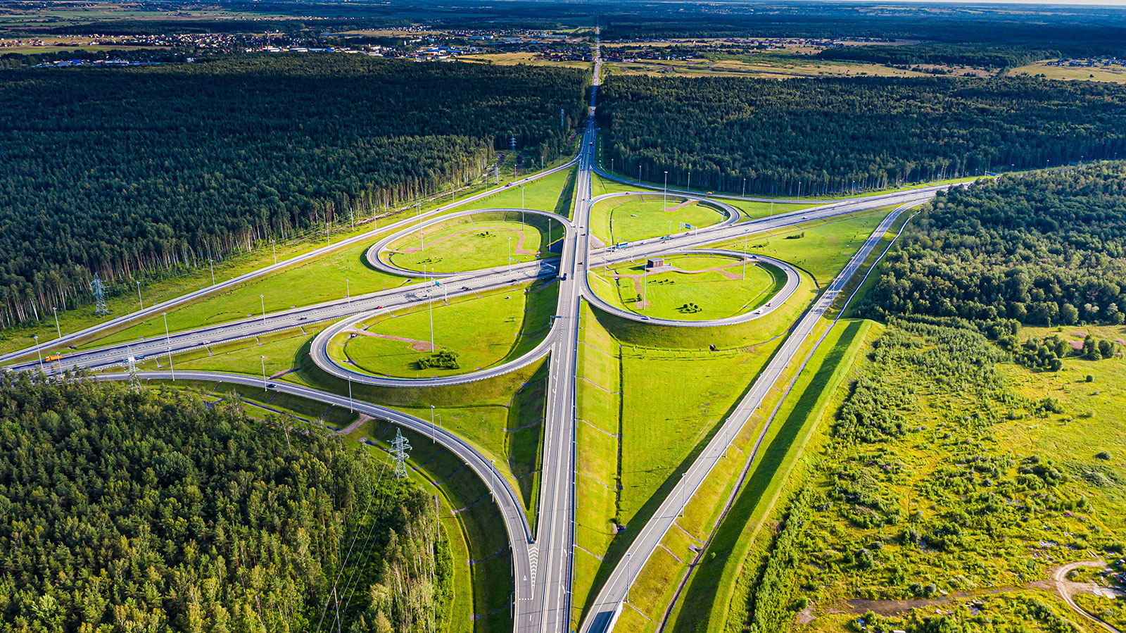 interstate interchange aerial view