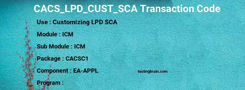 Cacs Lpd Cust Sca Sap Tcode Customizing Lpd Sca - Minimal Picture Collection - Full HD Quality
