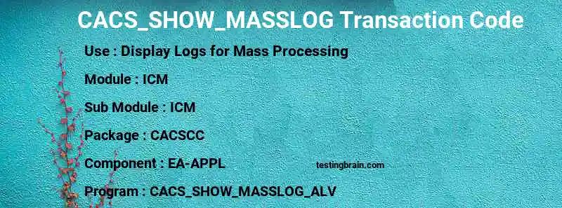Cacs Show Masslog Sap Tcode Display Logs For Mass Processing - Retina City Images for Desktop