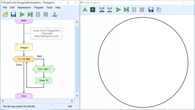 Draw Circle Using Flowgorithm Turtle Testingdocs - Desktop Landscape Arts for Desktop