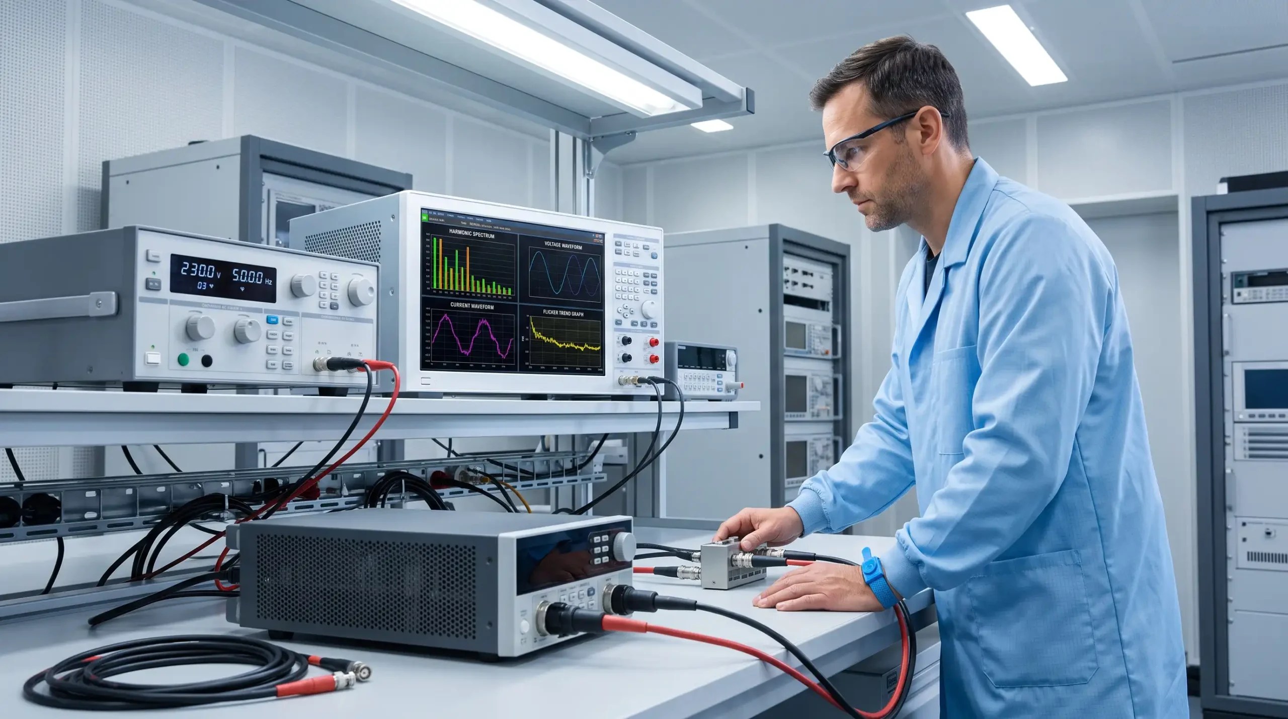 EMC test cihazı ile IEC 61000 harmonik ve flicker testi