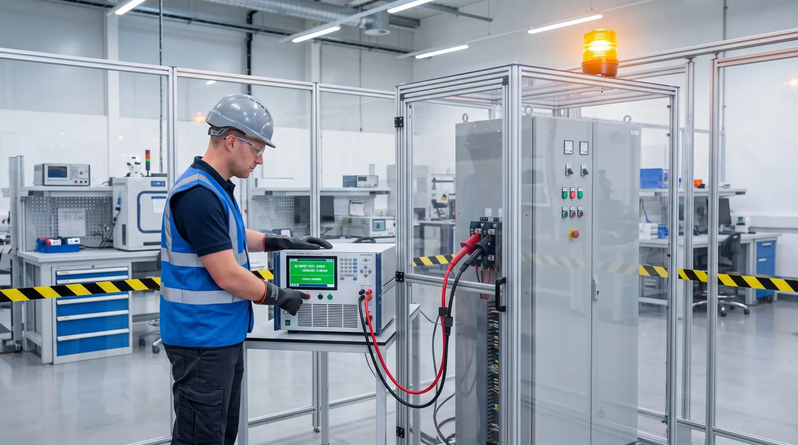 Hipot test cihazı ile AC DC yüksek gerilim dielektrik dayanım testi