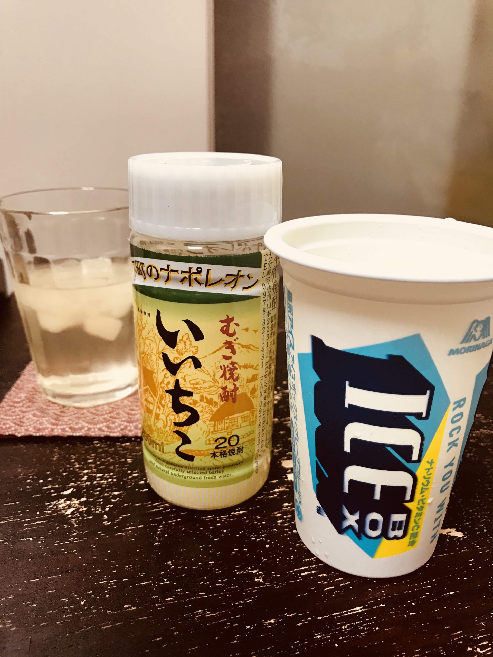三和酒類の下町のナポレオン むぎ焼酎 いいちこを森永のICEBOX
