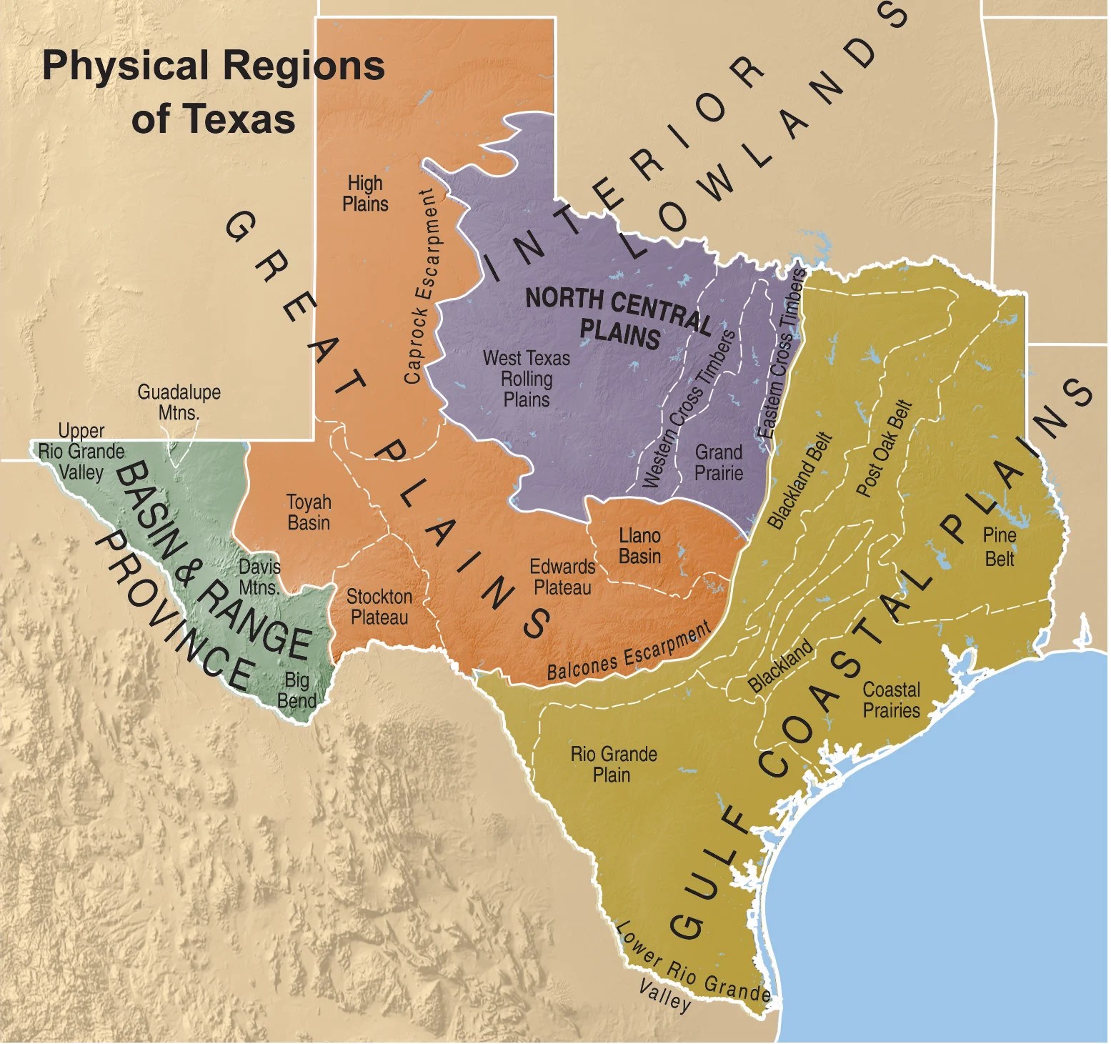 Coastal Plains Map Map PhysicalReg 