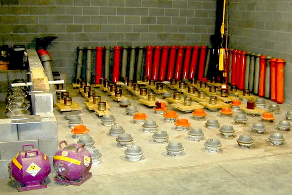 Large quantities of radioactive materials stored in a single location, like these at an oil well-logging storage site, are particularly vulnerable to theft for use in a dirty bomb, the Department of Energy and the Government Accountability Office determined in 2014, yet the Nuclear Regulatory Commission still allows the practice.