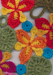 Flower Cloth Scarf with Trilliums and Violet Leaves from Crochet Garden