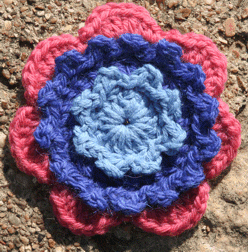 Frilly Target Flower free pattern