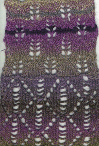 knitted lace sample, Noro yarn