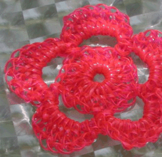 Rexlace crocheted flower up close