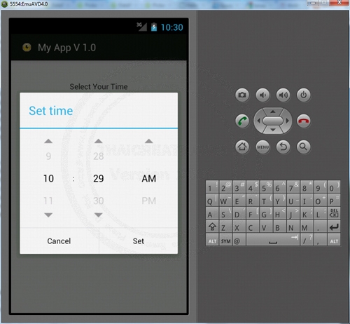 TimePicker / TimePickerDialog - Android Widgets Example