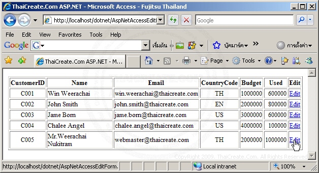 ASP.NET Microsoft Access Edit/Update Record