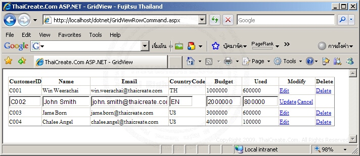 (C#) ASP.NET GridView Control - RowCommand