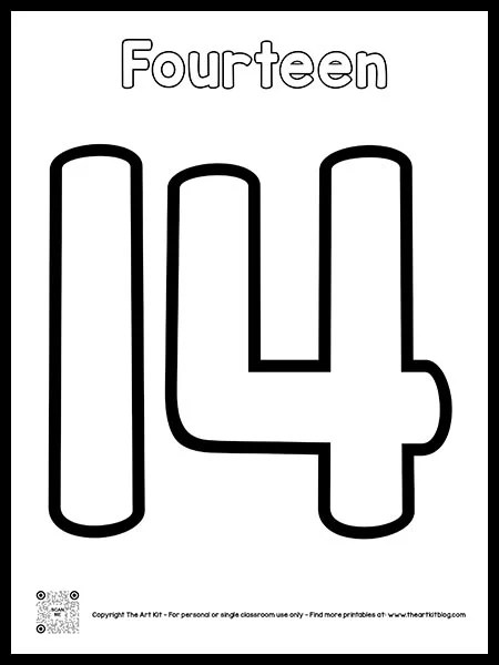 number 14 coloring page free printable the art kit