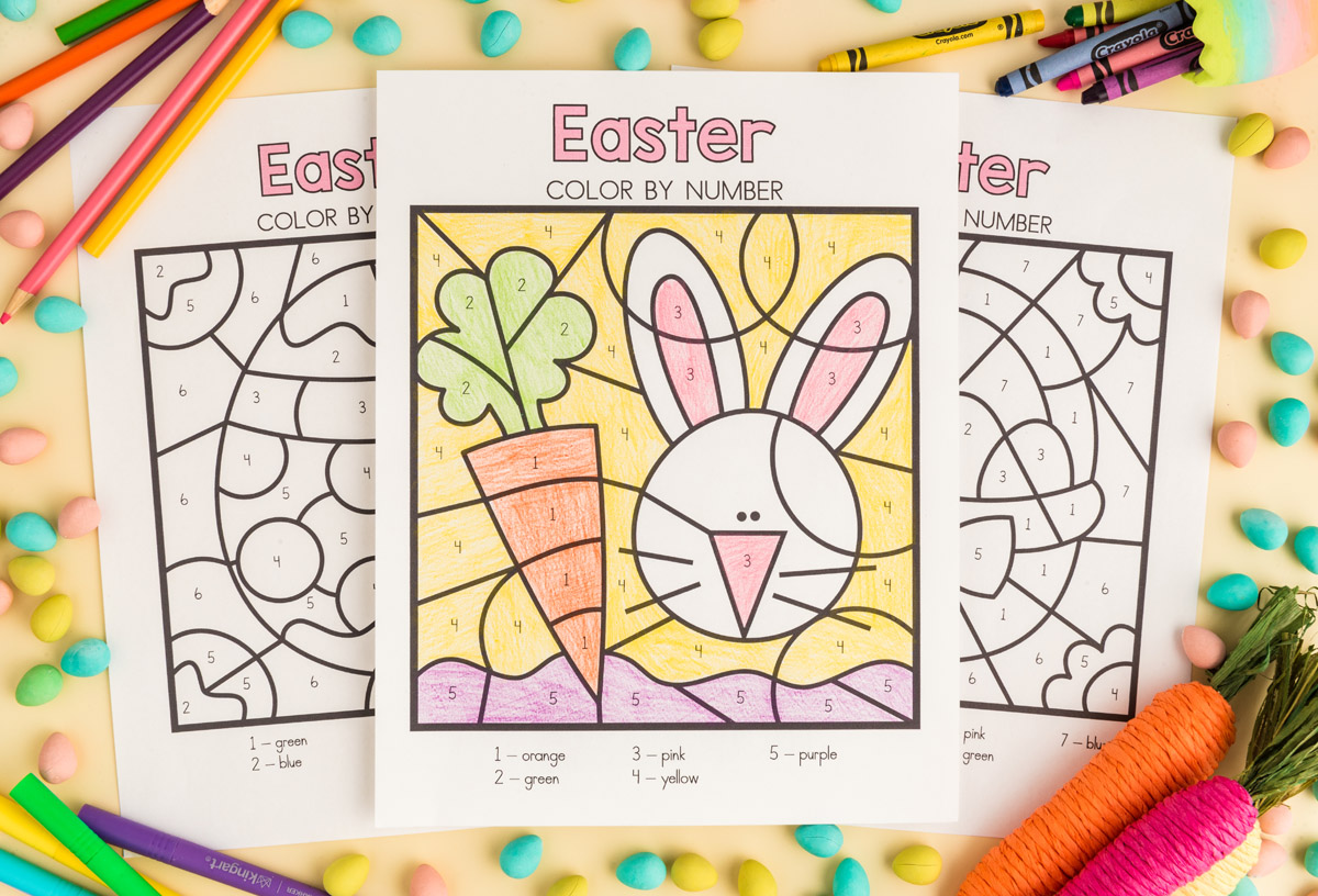 easter color by number free printables the best ideas for kids