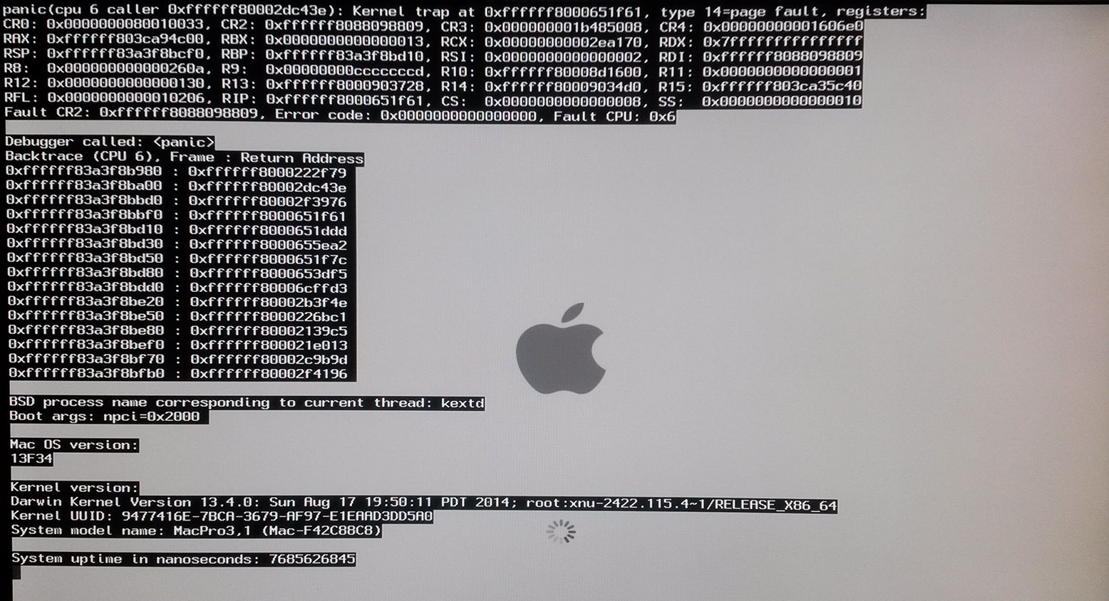 Panic in the kernel!