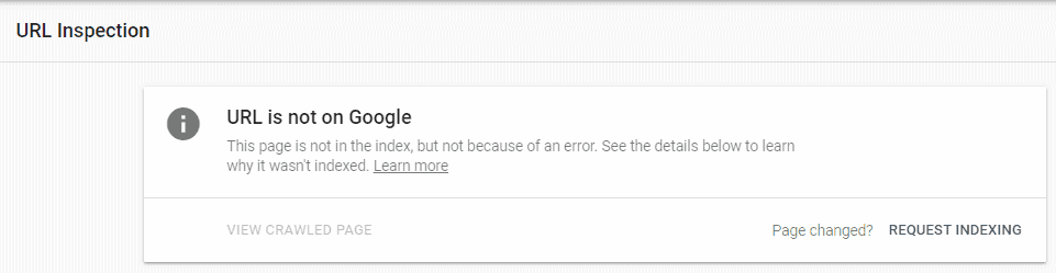 URL not on Google Search Console 