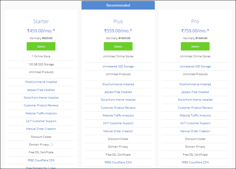 Bluehost E commerce hosting pricing - %title%- The Blue Oceans Group