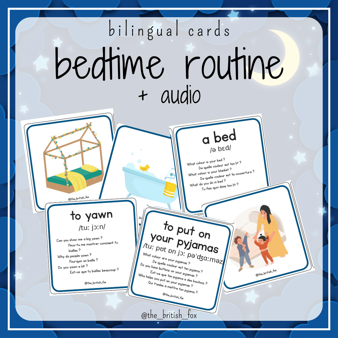 Bedtime Routine – Cartes illustrées en anglais avec audios