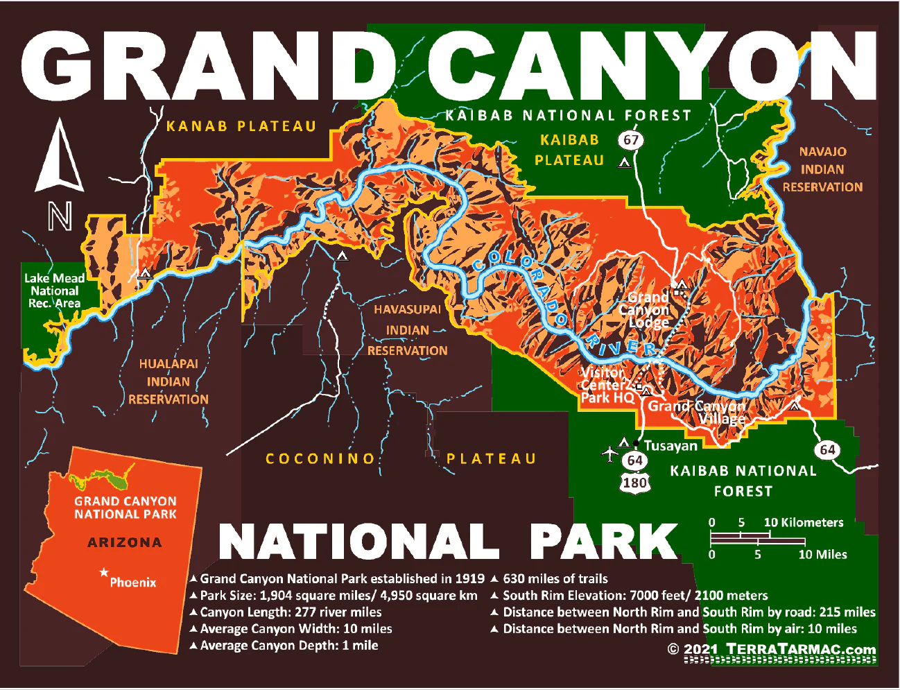 Grand Canyon Map Printable GCNPmap 
