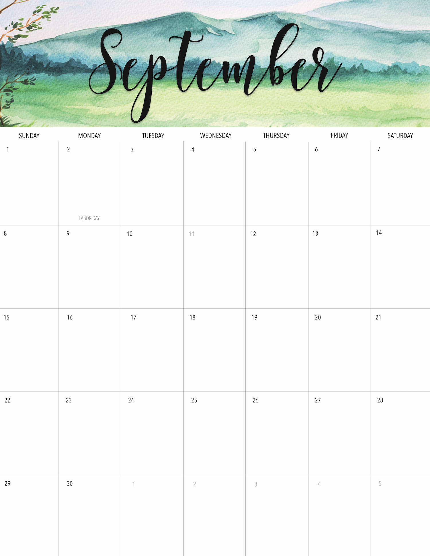 labor day sale finds free september 2019 printable calendar the chambray bunny