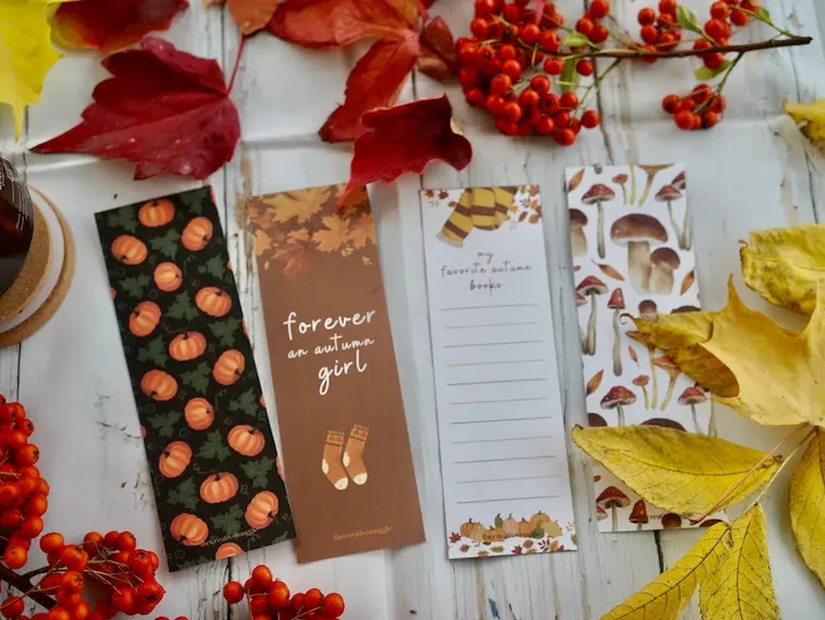 Free fall-themed printable bookmarks