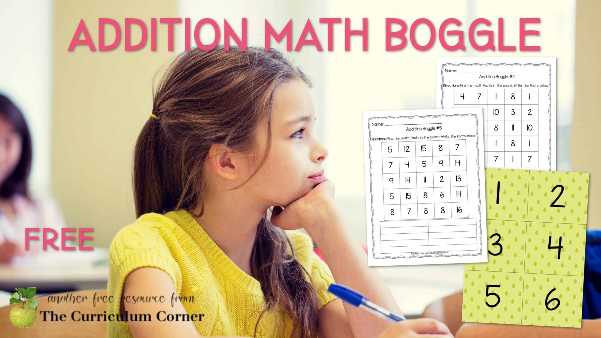 If you found useful printables on printactivities.com, please tell a . Addition Boggle Math The Curriculum Corner 123