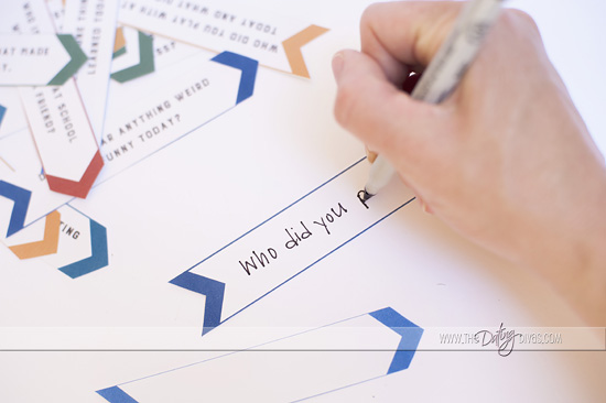 Printable after school question cards
