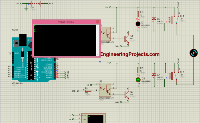 DC Motor Direction Control With Arduino In Proteus - The Engineering ...
