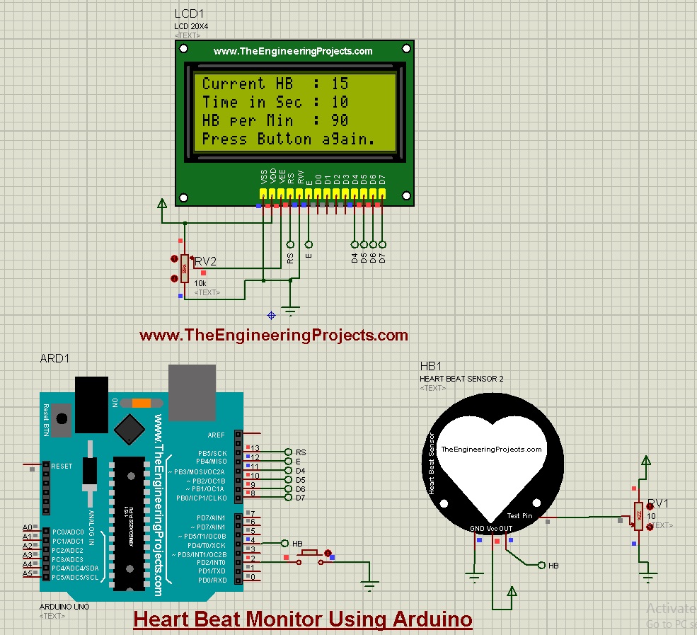 Heart Beat Monitor Using Arduino In Proteus The