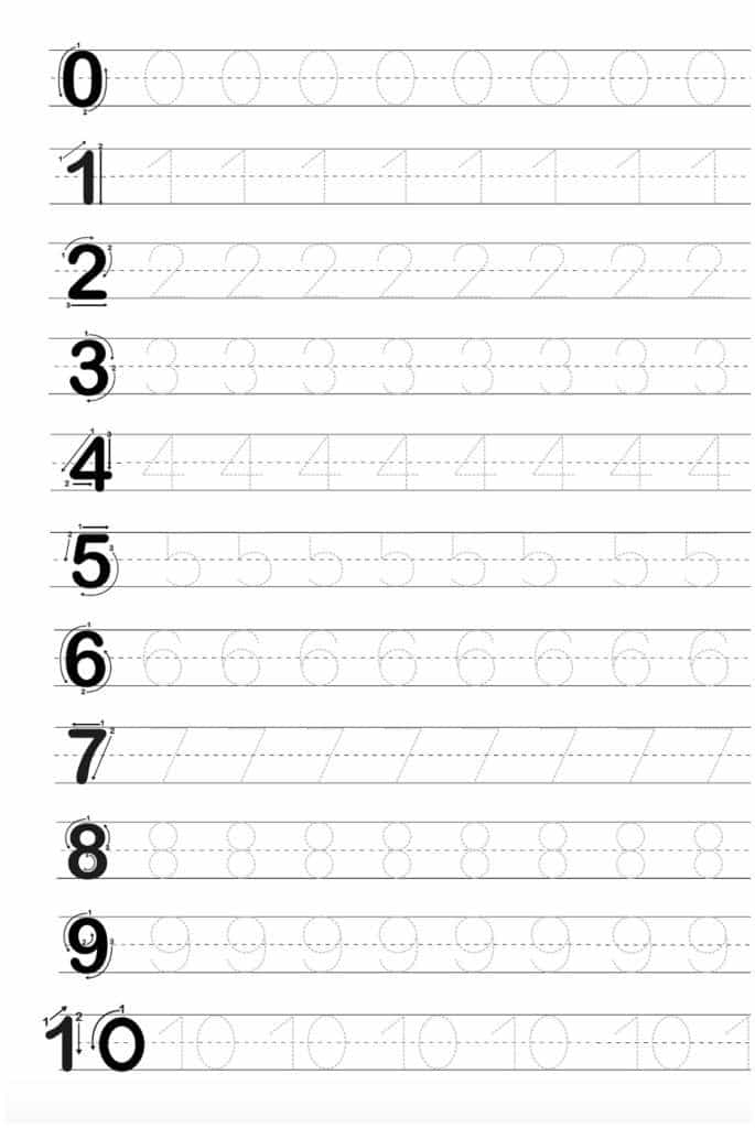 Printable worksheets for tracing letters & numbers