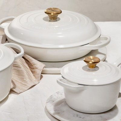 white with gold knobs