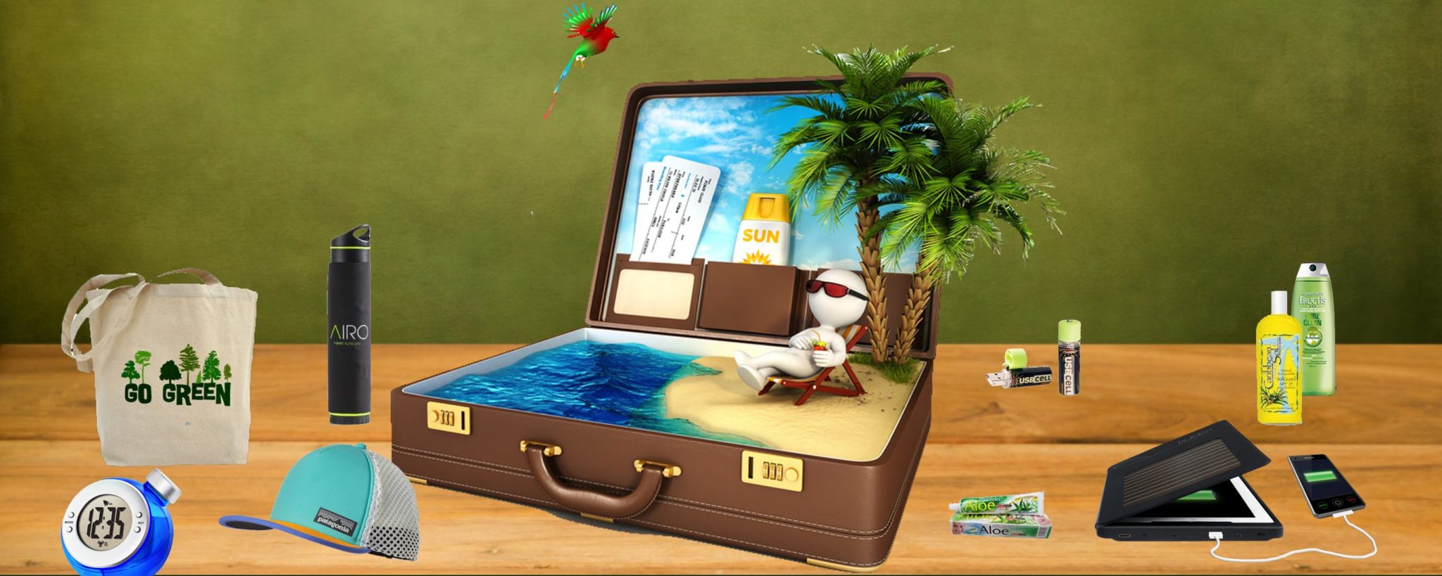 8 objects gadgets green holiday responsible travel tourism sustainable