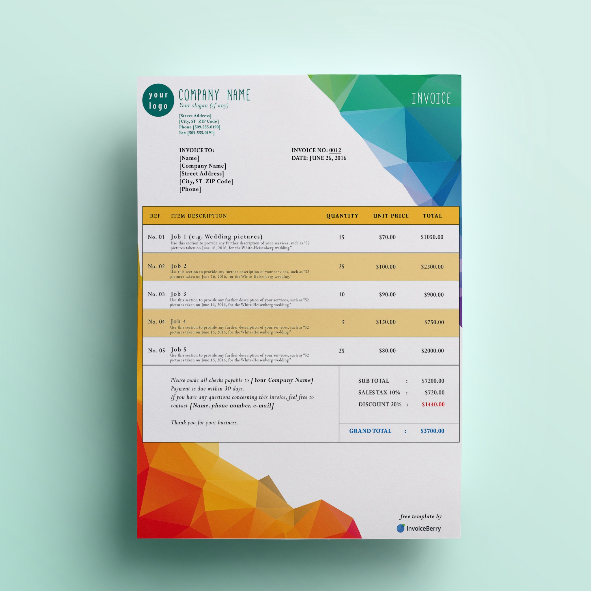 Examples Of Invoices Templates