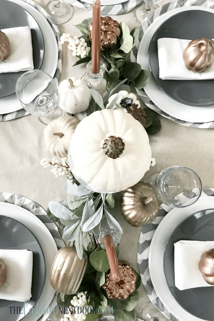 Neutral Farmhouse Fall Tablescape - The Latina Next Door