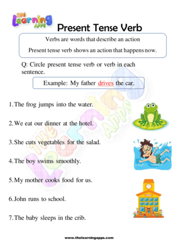 Free printable present tense verbs worksheets for grade 1
