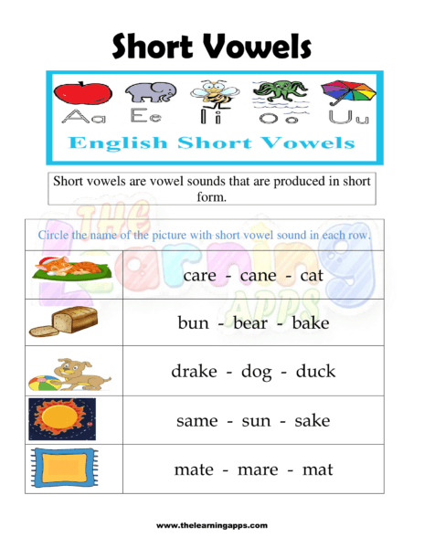 download free printable short vowels worksheet 10 for kids