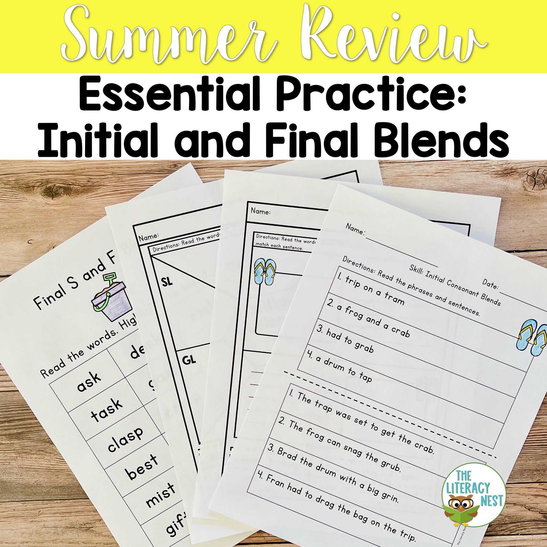 consonant blends summer worksheets and activities the literacy nest